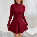 Burgundy A-Line Dress
