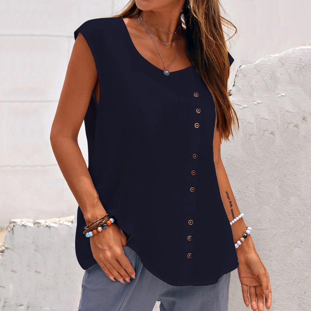 Asymmetric Linen Top