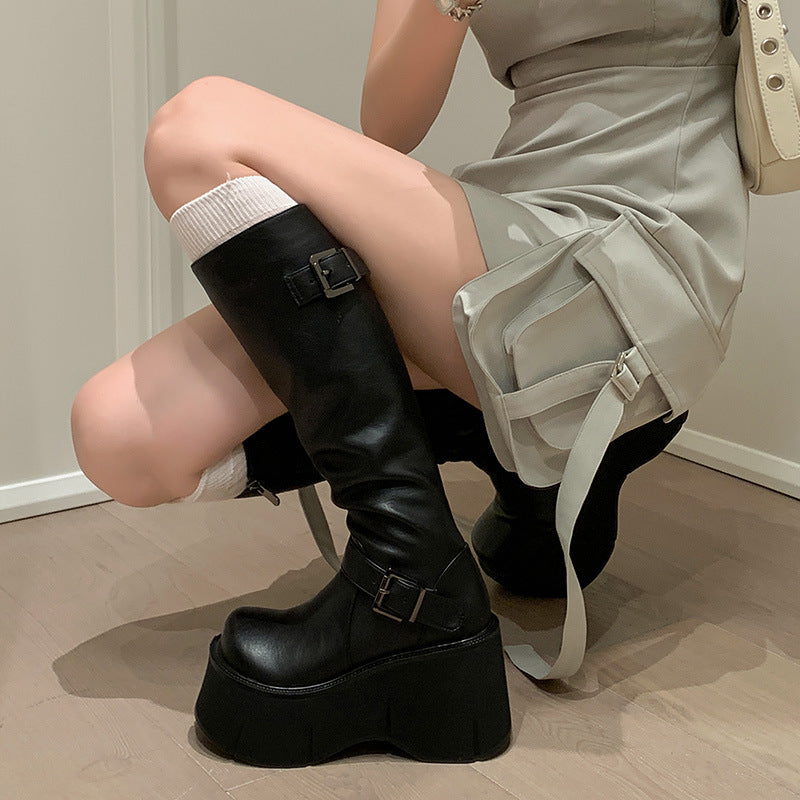 Chunky High-Heel Boots