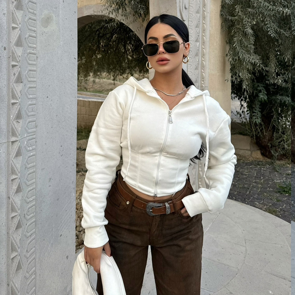 White Cropped Cardigan Sweater