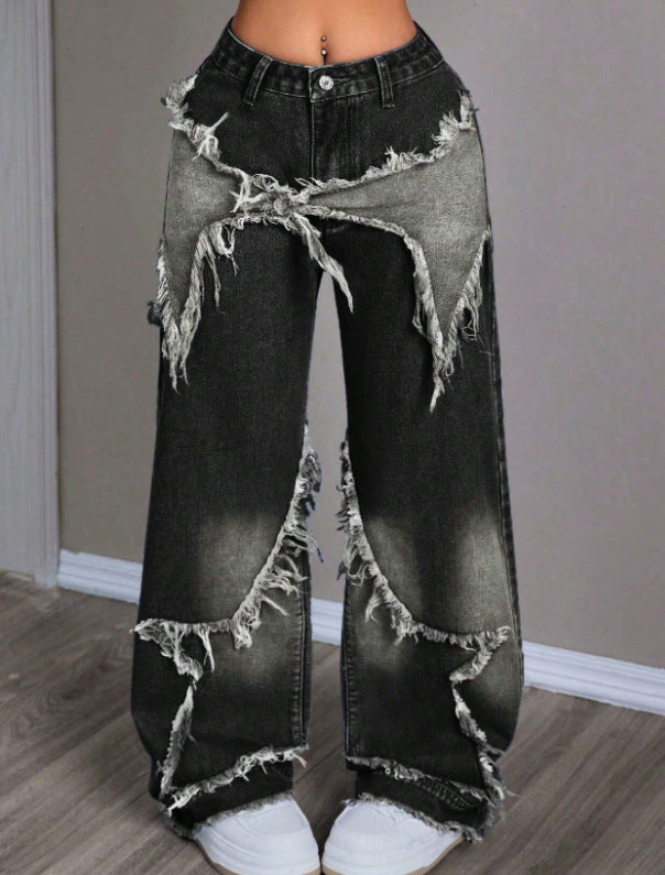 Retro Star Patchwork Jeans
