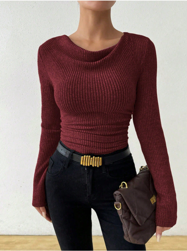 Draped Neck Knit Top