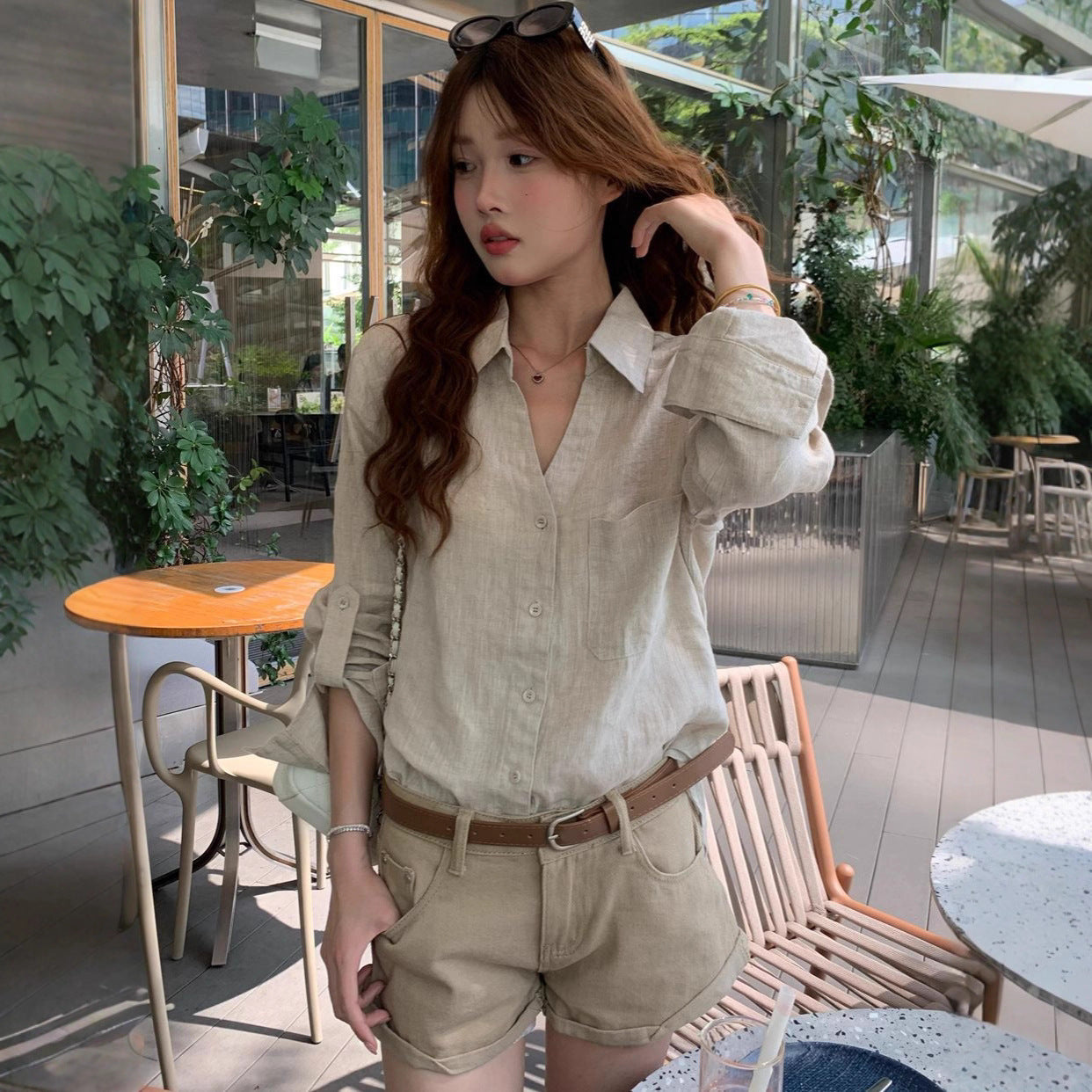 V-Neck Linen Casual