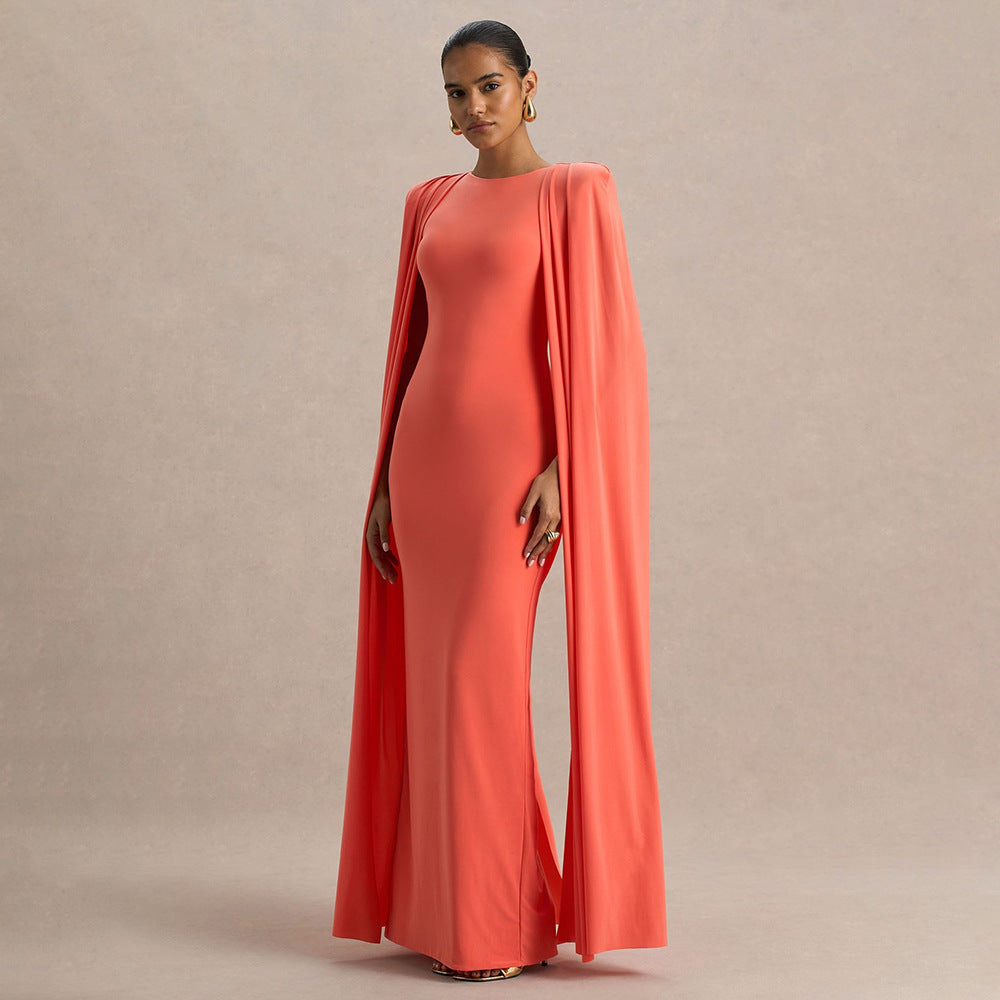 Pleated Shawl Slim Dress