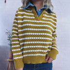 Striped Fake Two-Piece Pullover