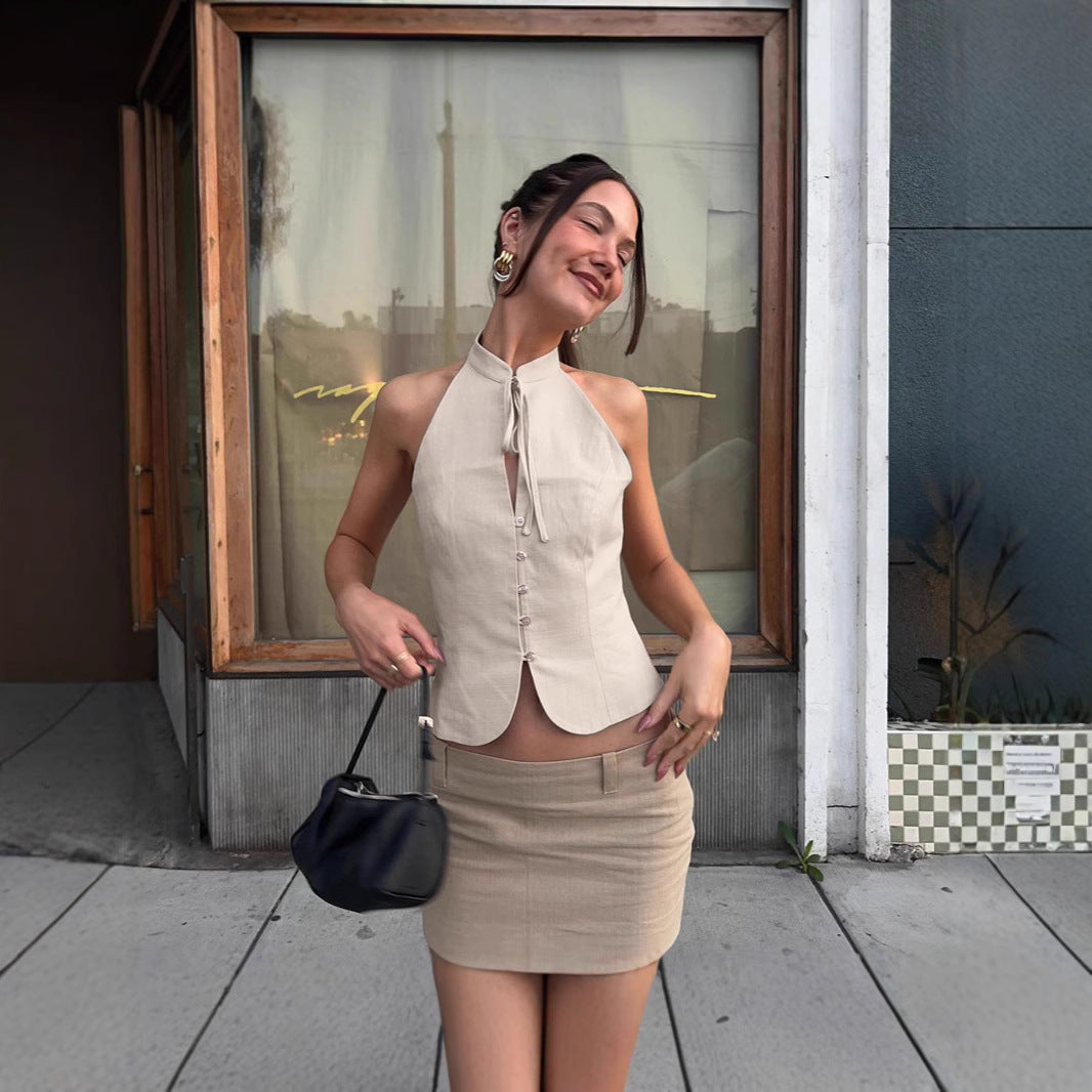 Retro Backless Cropped