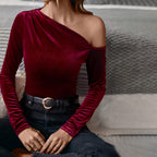 Off-shoulder Oblique Neck Top