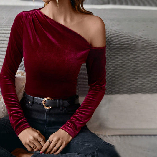 Off-shoulder Oblique Neck Top