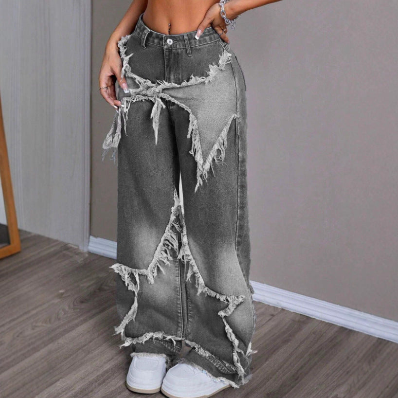 Retro Star Patchwork Jeans