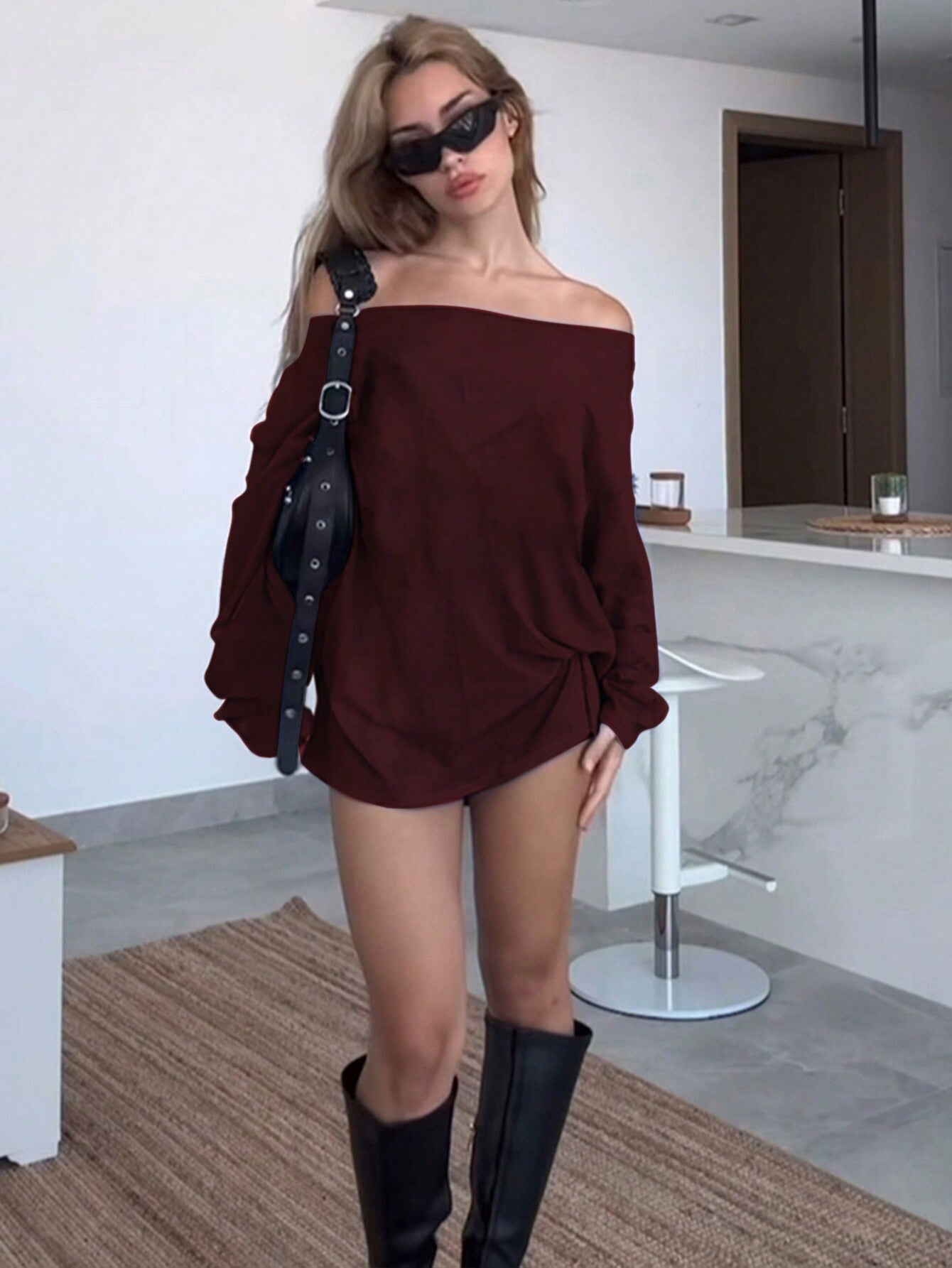 Burgundy Loose Dress